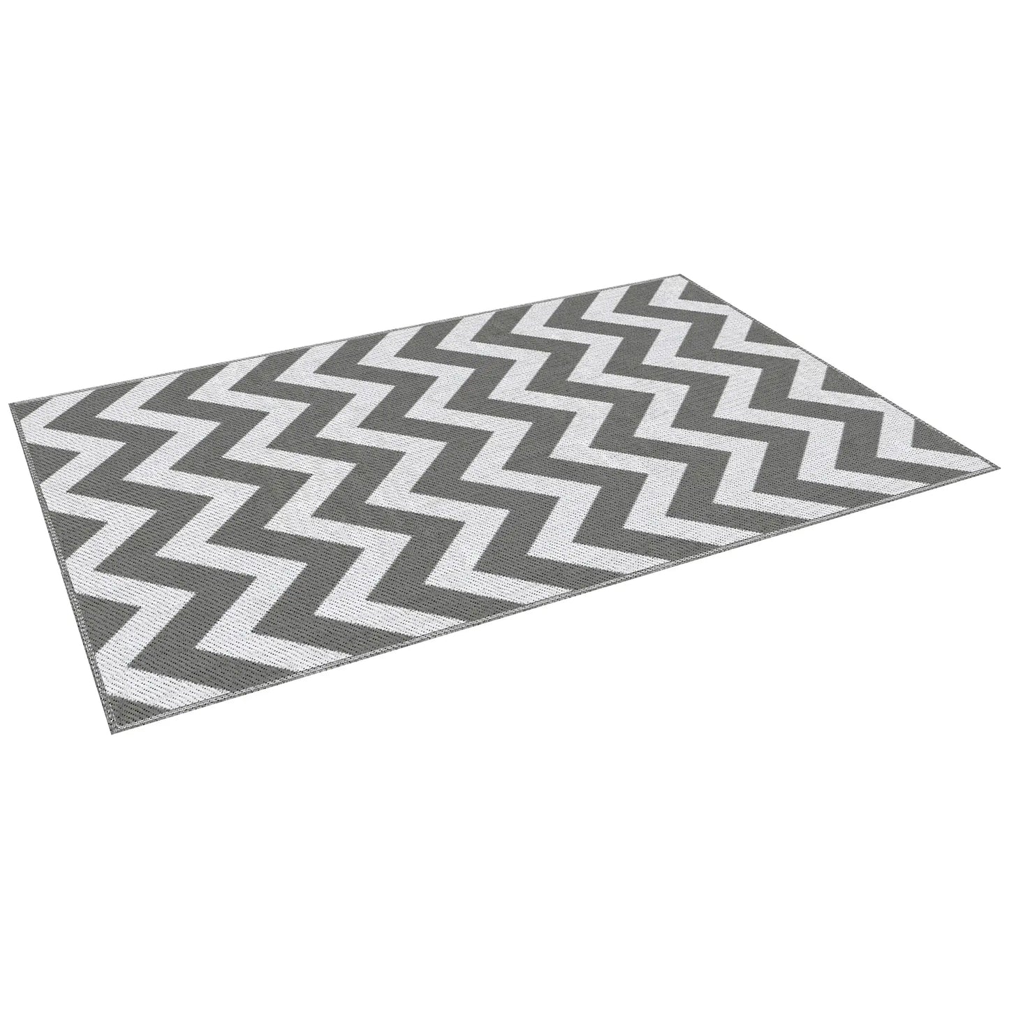 Reversible Outdoor RV Rug, 4' x 6', Patio Floor Mat, Grey & White Garden Decor White and Grey at Gallery Canada