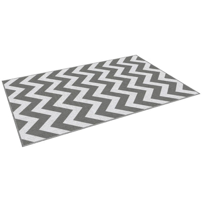 Reversible Outdoor RV Rug, 4' x 6', Patio Floor Mat, Grey & White Garden Decor White and Grey at Gallery Canada