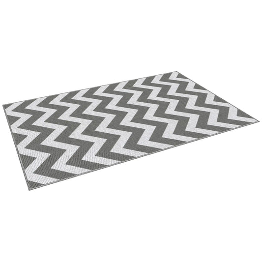 Reversible Outdoor RV Rug, 4' x 6', Patio Floor Mat, Grey & White Garden Decor White and Grey at Gallery Canada