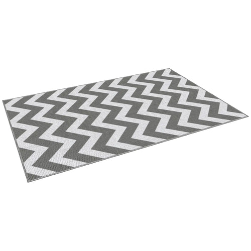 Reversible Outdoor RV Rug, 4' x 6', Patio Floor Mat, Grey & White