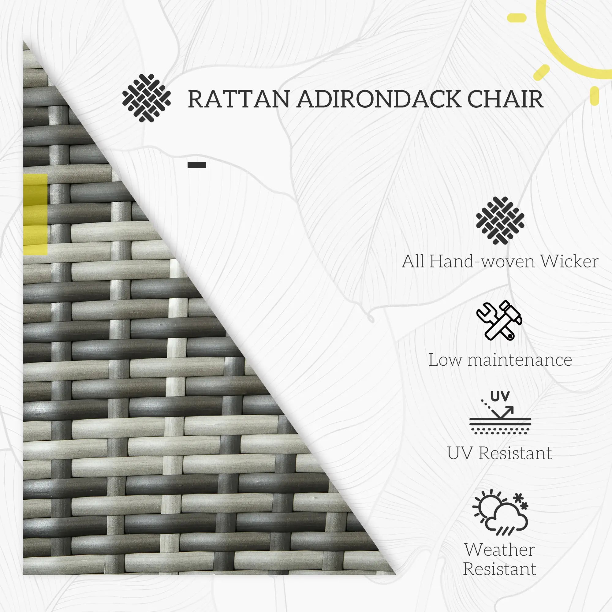 Wicker Adirondack Chair, Outdoor PE Rattan, w/ Cushions, Grey Patio Chairs at Gallery Canada
