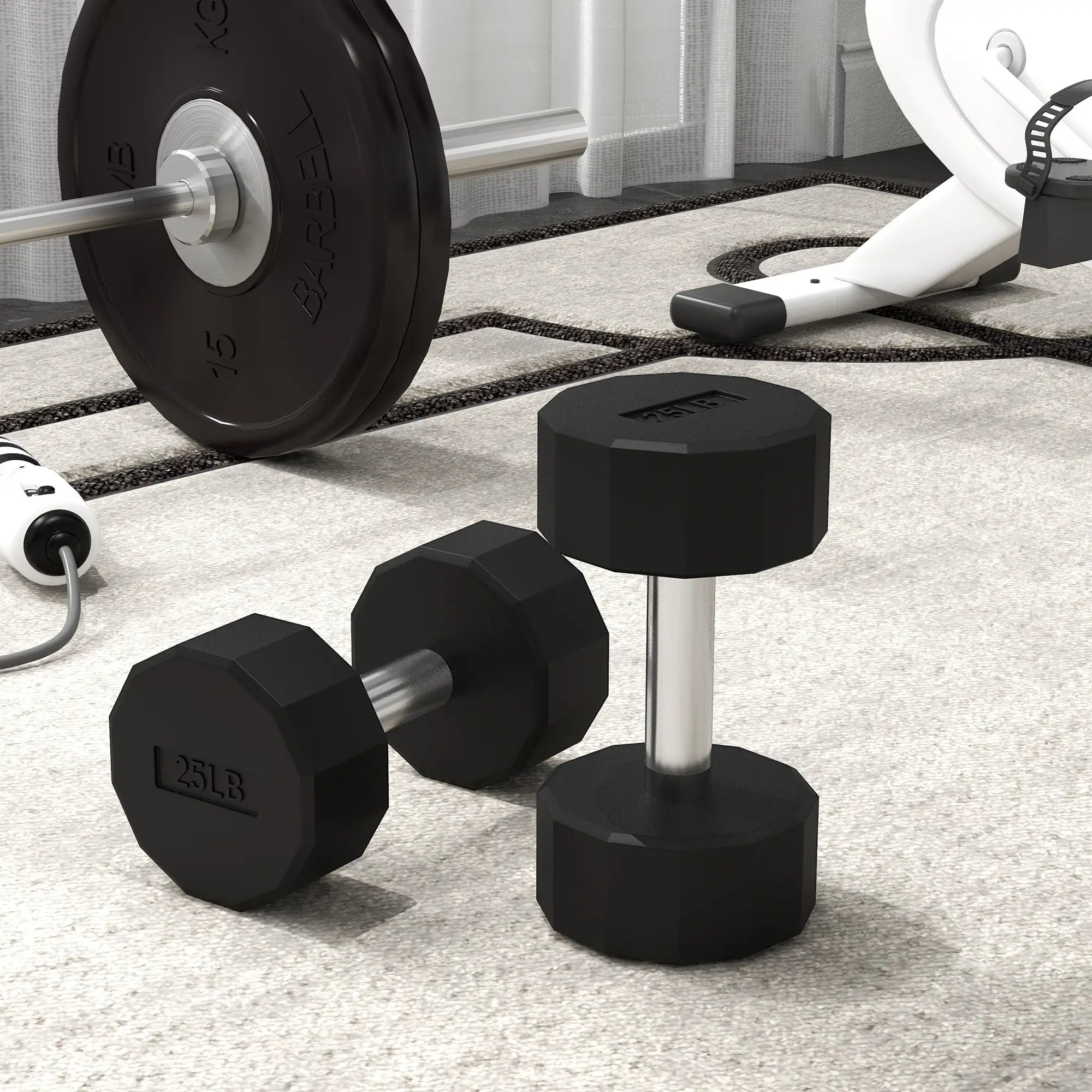 2 x 25lbs Dumbbells Set, Non-Slip Grip, Rubber Covered Weights Dumbbells & Barbells at Gallery Canada