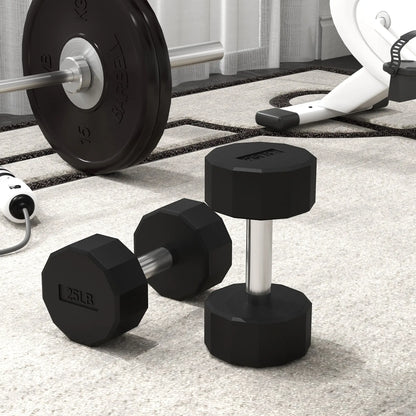 2 x 25lbs Dumbbells Set, Non-Slip Grip, Rubber Covered Weights Dumbbells & Barbells at Gallery Canada