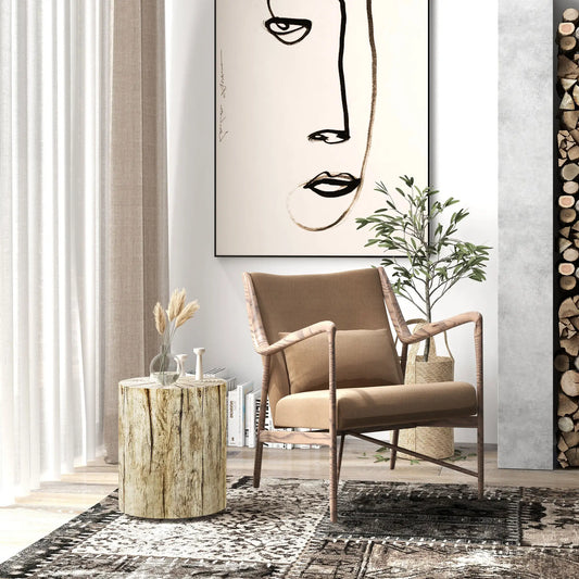 17" Tall Tree Stump End Table, Concrete Sofa Side Table, Garden Stool, Natural Side Tables Natural at Gallery Canada