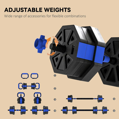 4-in-1 Adjustable Dumbbell Set, Kettlebell, Barbell, Dumbbell, 44lbs, Blue Dumbbells & Barbells at Gallery Canada