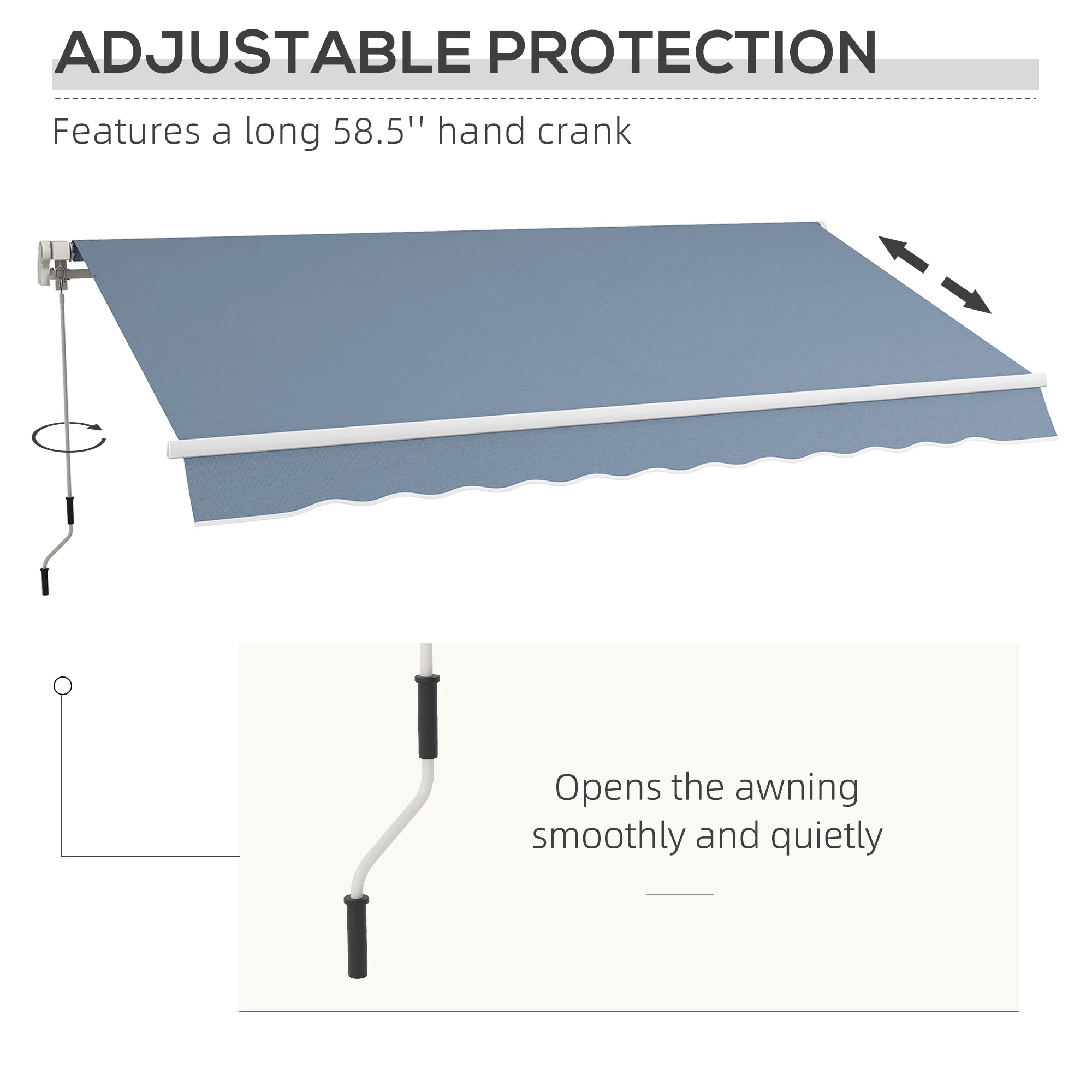 12' x 10' Manual Retractable Awning, Adjustable Sunshade Shelter, Light Grey Patio Awnings at Gallery Canada