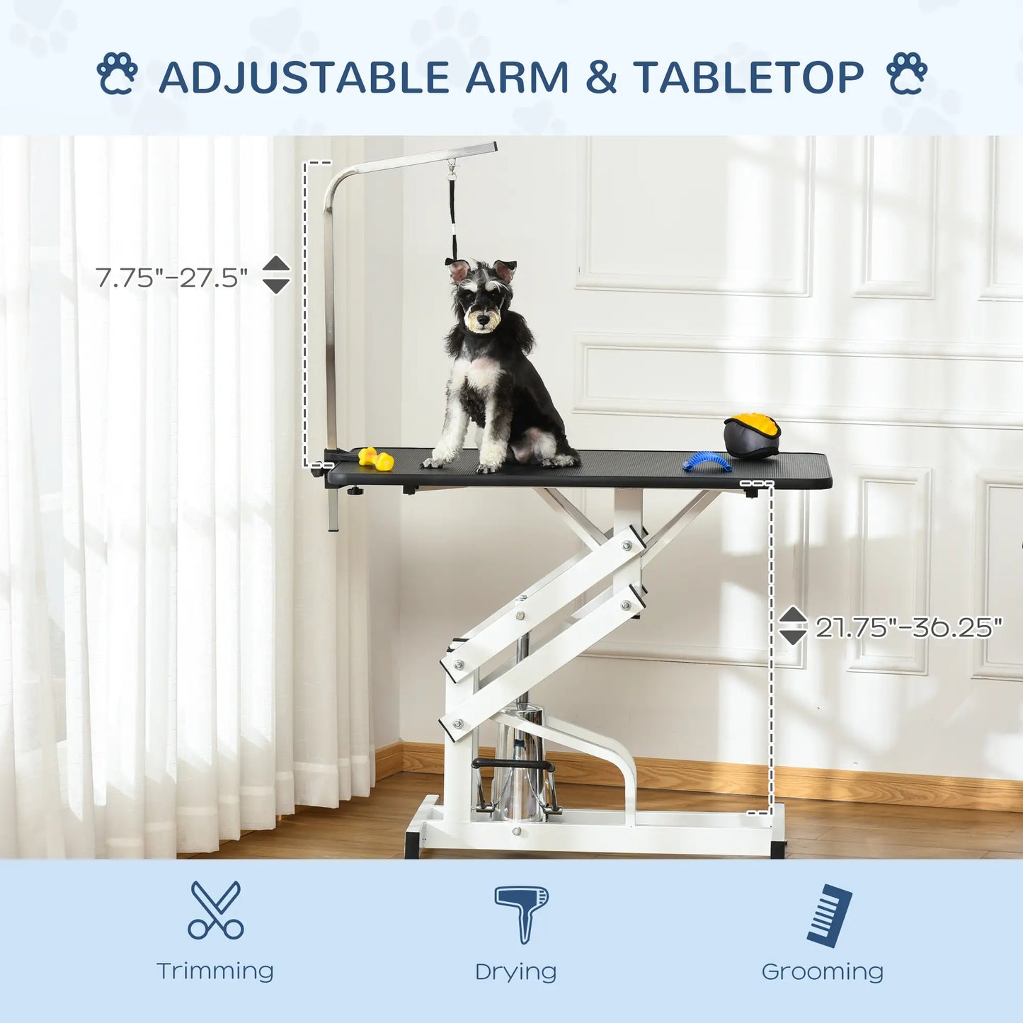 Adjustable Dog Grooming Table with Arm, Noose, Non-Slip, Black Dog Grooming Tables at Gallery Canada