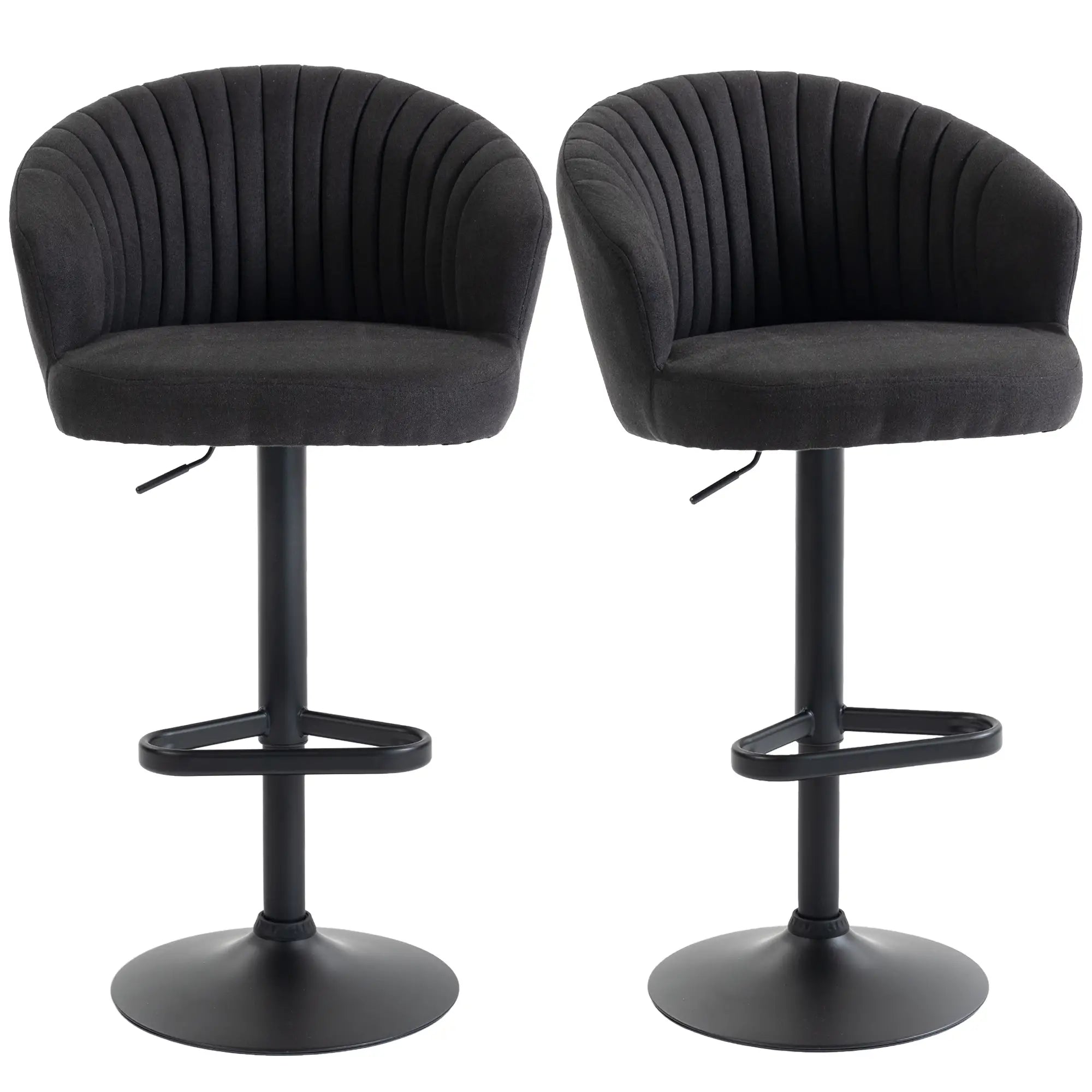 Adjustable Bar Stools Set of 2, Upholstered Kitchen Stools, Steel Frame, Black Bar Stools at Gallery Canada