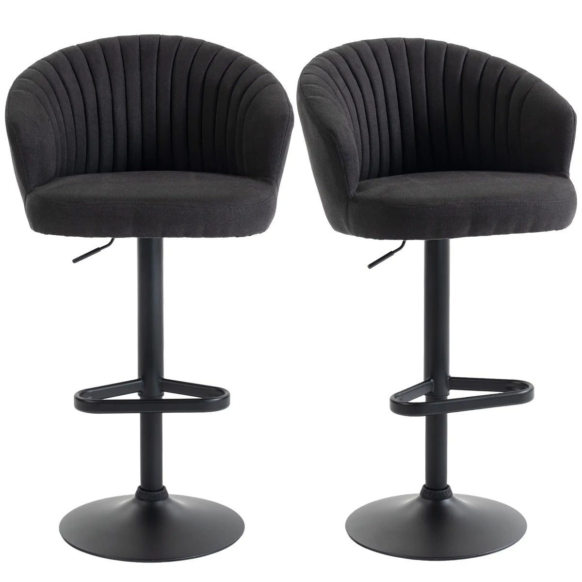 Adjustable Bar Stools Set of 2, Upholstered Kitchen Stools, Steel Frame, Black Bar Stools at Gallery Canada