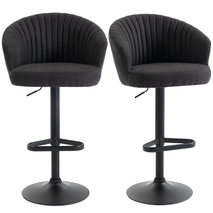 Adjustable Bar Stools Set of 2, Upholstered Kitchen Stools, Steel Frame, Black Bar Stools at Gallery Canada