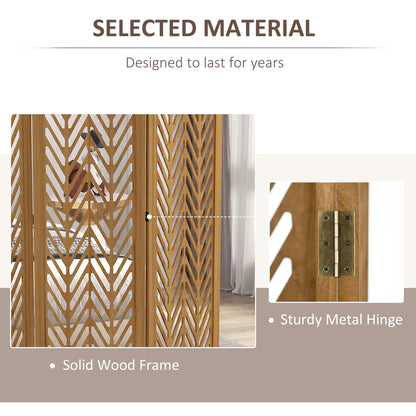 4 Panel Room Divider, 5.6ft Tall, Wood Folding Privacy Screen, Light Brown Room Dividers at Gallery Canada