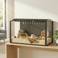 PawHut 41.3" L Hamster Cage, Large Hamster Habitats Steel Frame Chewproof, Deep Bedding Space for Pets Enrichment