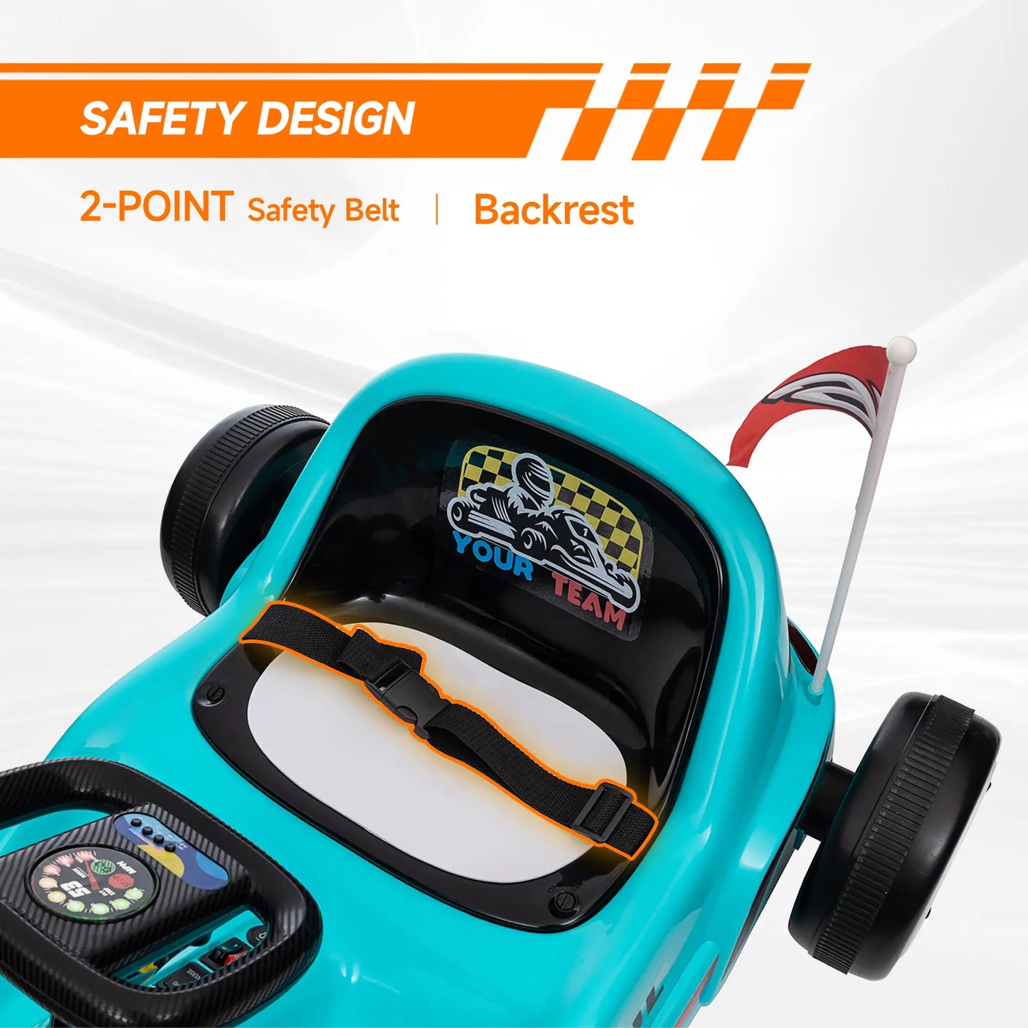 6V Electric Go Kart for Kids 3-5, Music, Light, Horn, Blue Pedal Go Karts for Kids at Gallery Canada