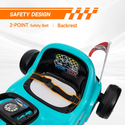6V Electric Go Kart for Kids 3-5, Music, Light, Horn, Blue Pedal Go Karts for Kids at Gallery Canada