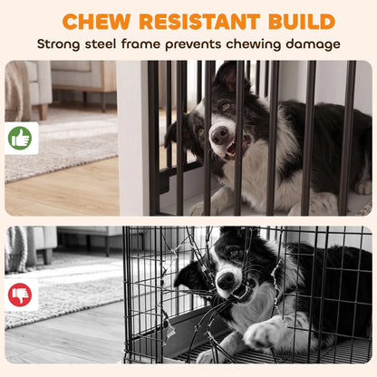 Dog Crate Furniture 100 cm, Sliding Barn Door, Large Breeds, White Dog Cages & Crates at Gallery Canada