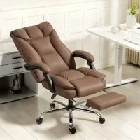 Chaise de bureau exécutive, chaise de bureau ergonomique avec repose-pieds, marron