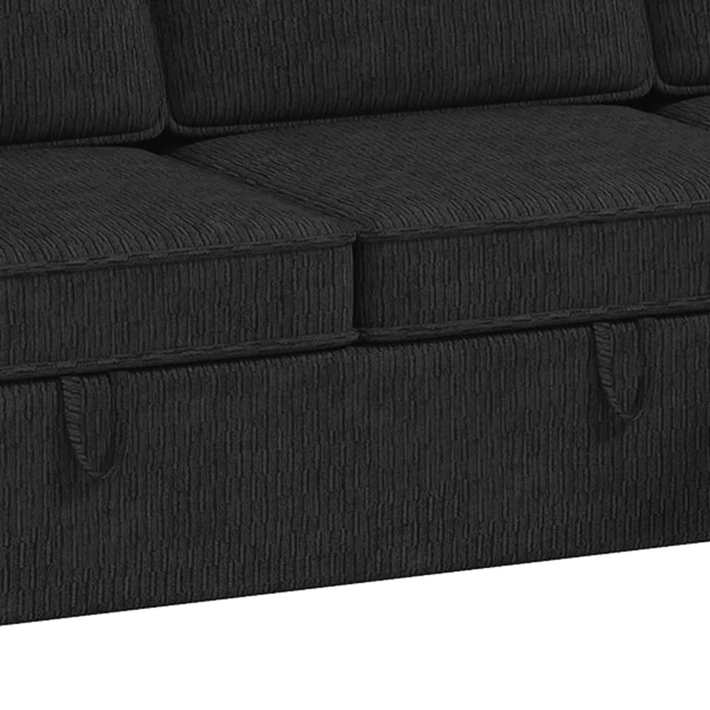 Reversible Sectional Sofa Bed With Storage Ottoman, Black