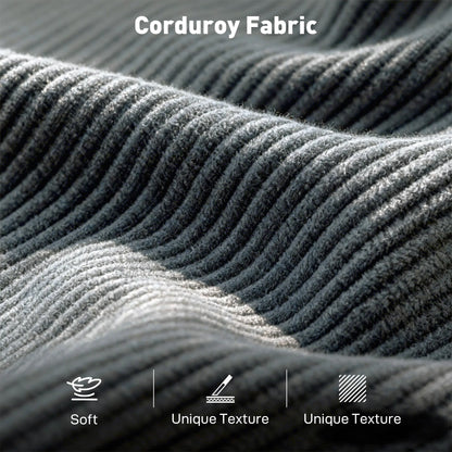 Canapé 3 places, 74" Canapé en velours côtelé, Pieds en bois massif, Gris foncé