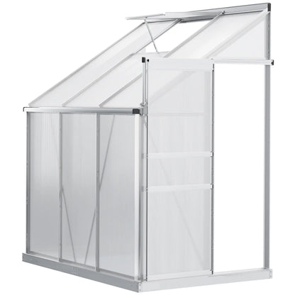 6' x 4' Aluminum Greenhouse, Polycarbonate, Adjustable Roof Vent, Clear Walk In Greenhouses Silver, Clear at Gallery Canada