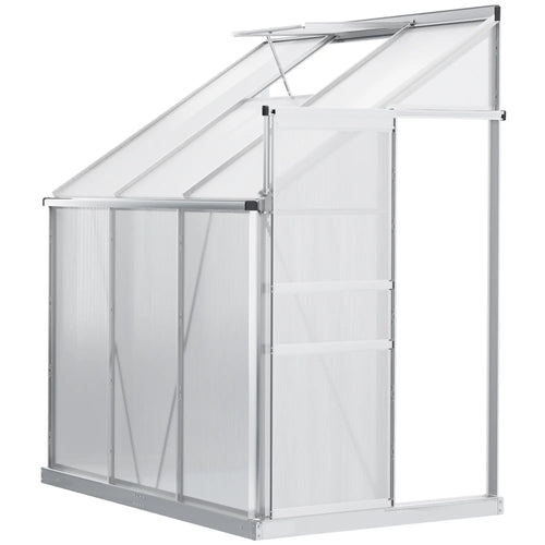 6' x 4' Aluminum Greenhouse, Polycarbonate, Adjustable Roof Vent, Clear
