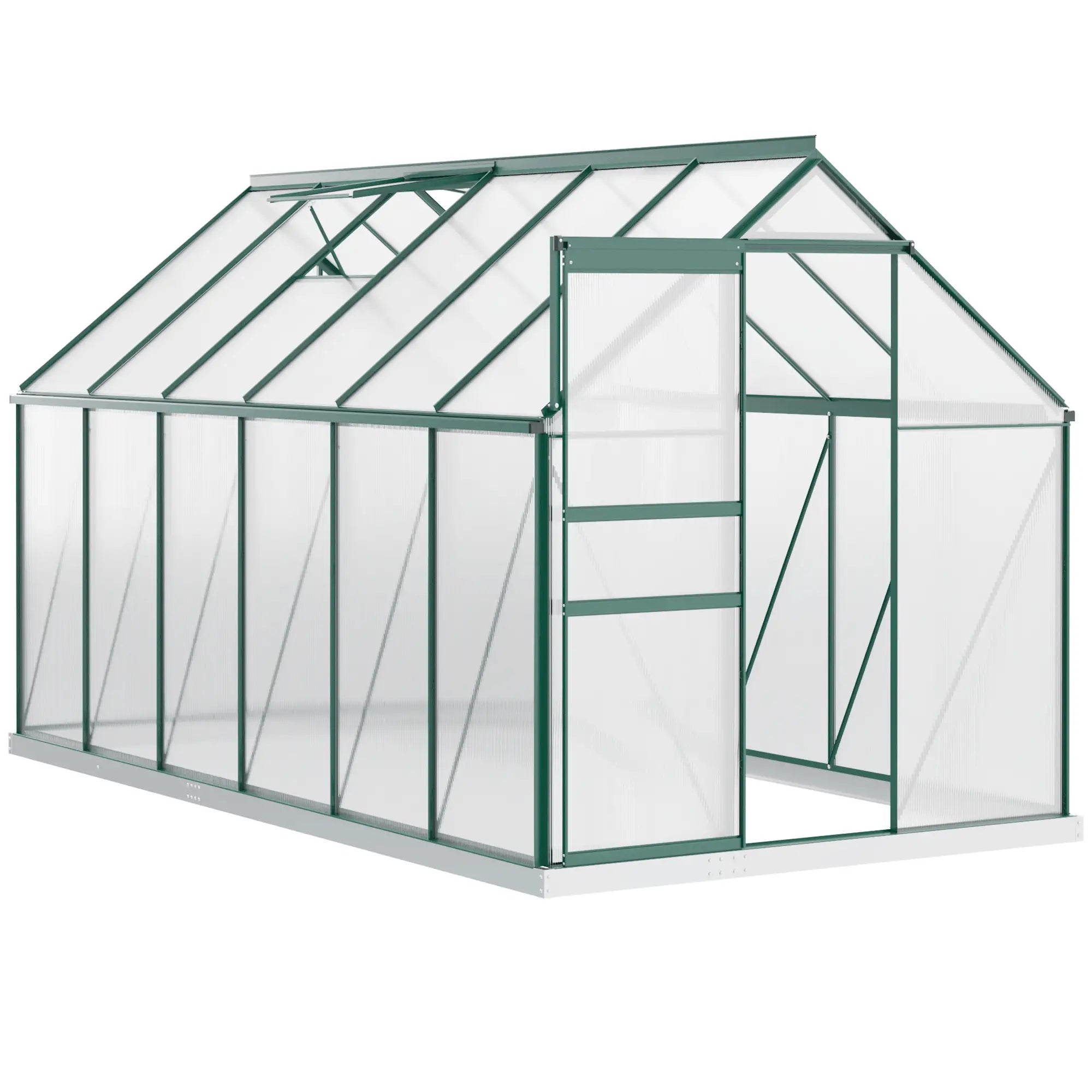 6' x 12' x 6.5' Polycarbonate Greenhouse, Walk-in, Adjustable Roof Vent, Green Walk In Greenhouses at Gallery Canada