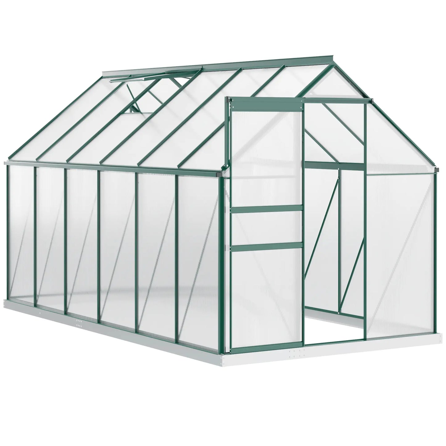6' x 12' x 6.5' Polycarbonate Greenhouse, Walk-in, Adjustable Roof Vent, Green Walk In Greenhouses at Gallery Canada