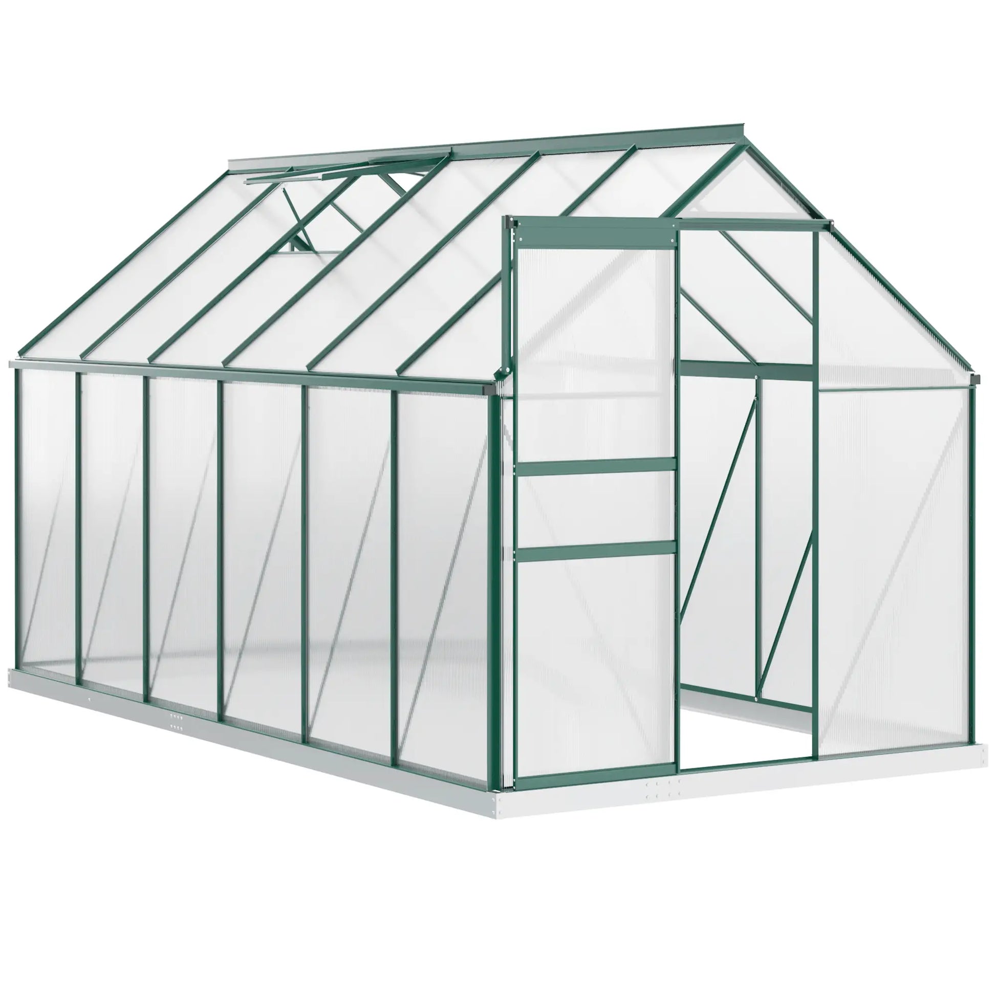 6' x 12' x 6.5' Polycarbonate Greenhouse, Walk-in, Adjustable Roof Vent, Green Walk In Greenhouses at Gallery Canada
