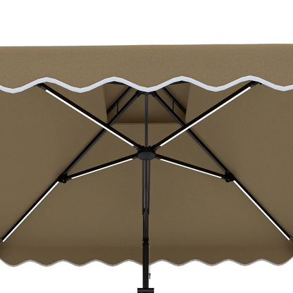8' x 8' Square Patio Umbrella, Solar LED Lights, Khaki Cantilever Umbrellas at Gallery Canada