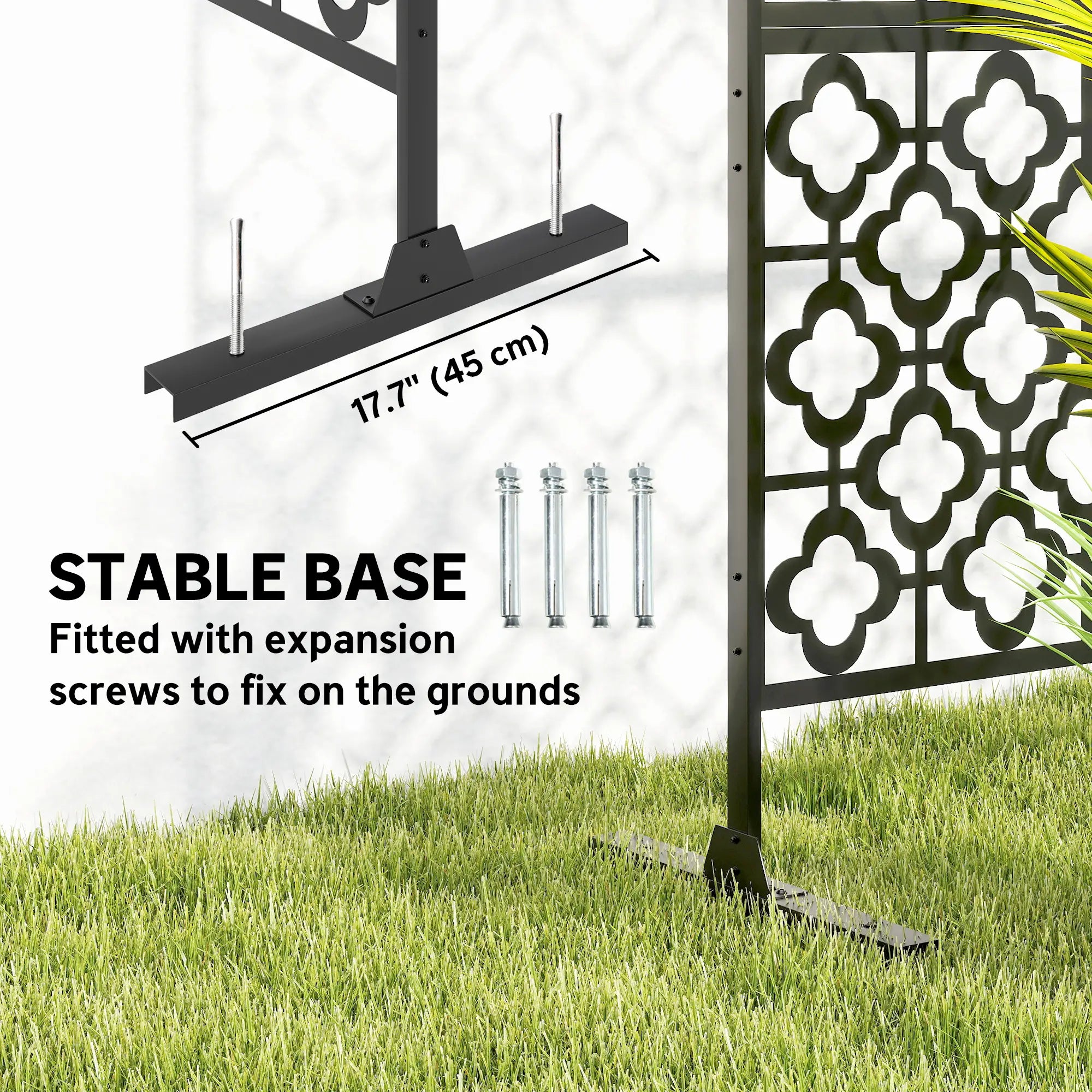 Metal Outdoor Privacy Screen, Freestanding Divider, 78