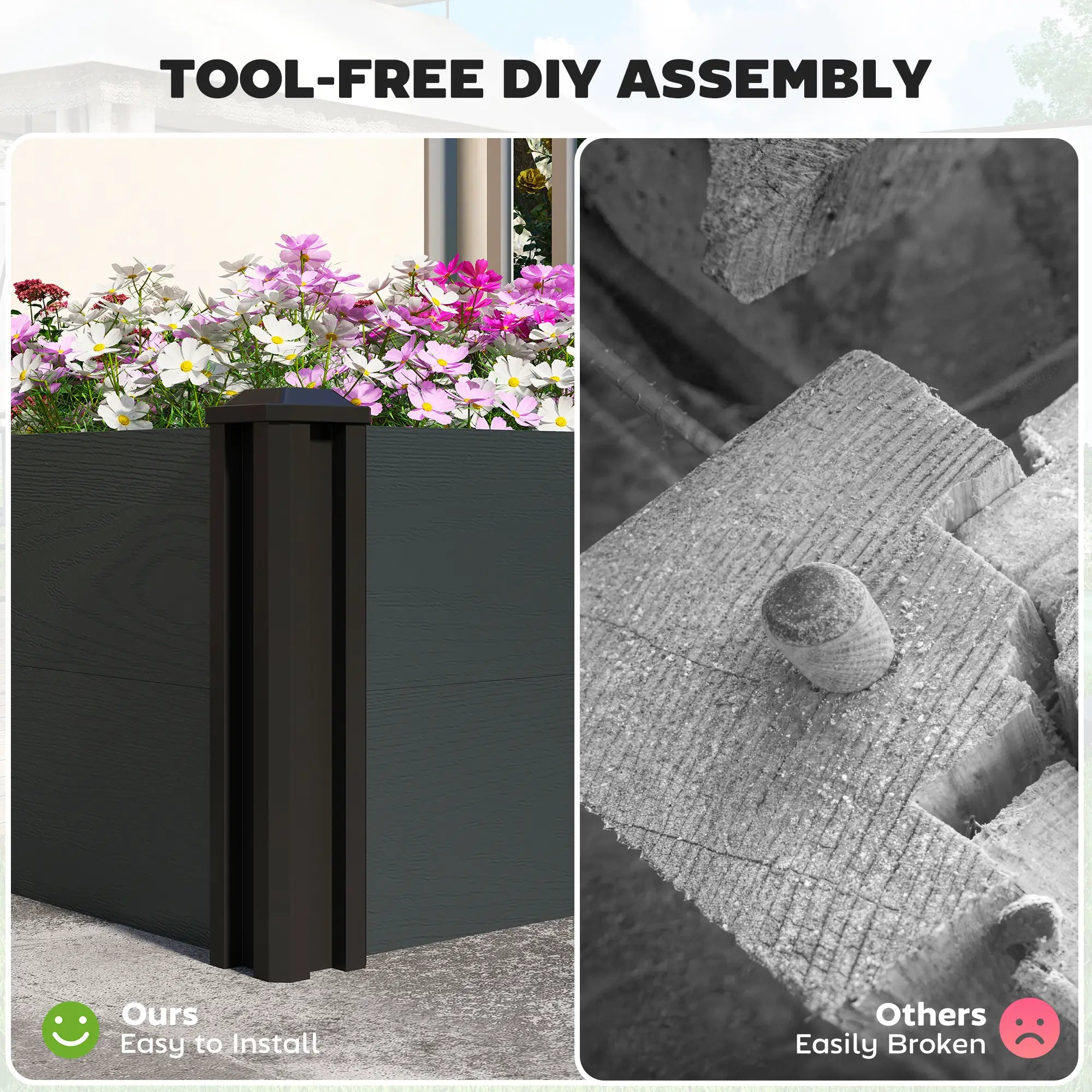 Vinyl Raised Garden Bed Kit, 2 Elevated Boxes, Open Bottom, Screwless Planter Wooden Planter Boxes at Gallery Canada