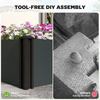 Vinyl Raised Garden Bed Kit, 2 Elevated Boxes, Open Bottom, Screwless Planter Wooden Planter Boxes at Gallery Canada