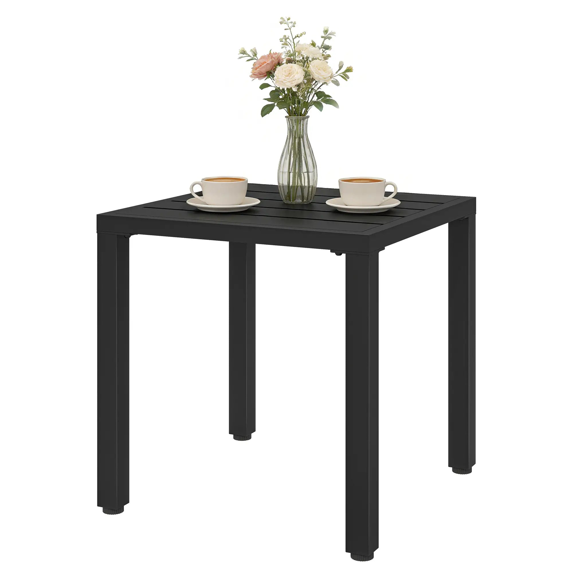 Metal Outdoor Side Table, 45.5 cm Square, Patio Garden Poolside, Black Patio Side Tables Black at Gallery Canada