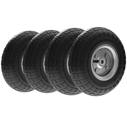 Set of 4 Pneumatic Wheels, 10" Wheelbarrow Wheels, Black Folding Garden Carts at Gallery Canada