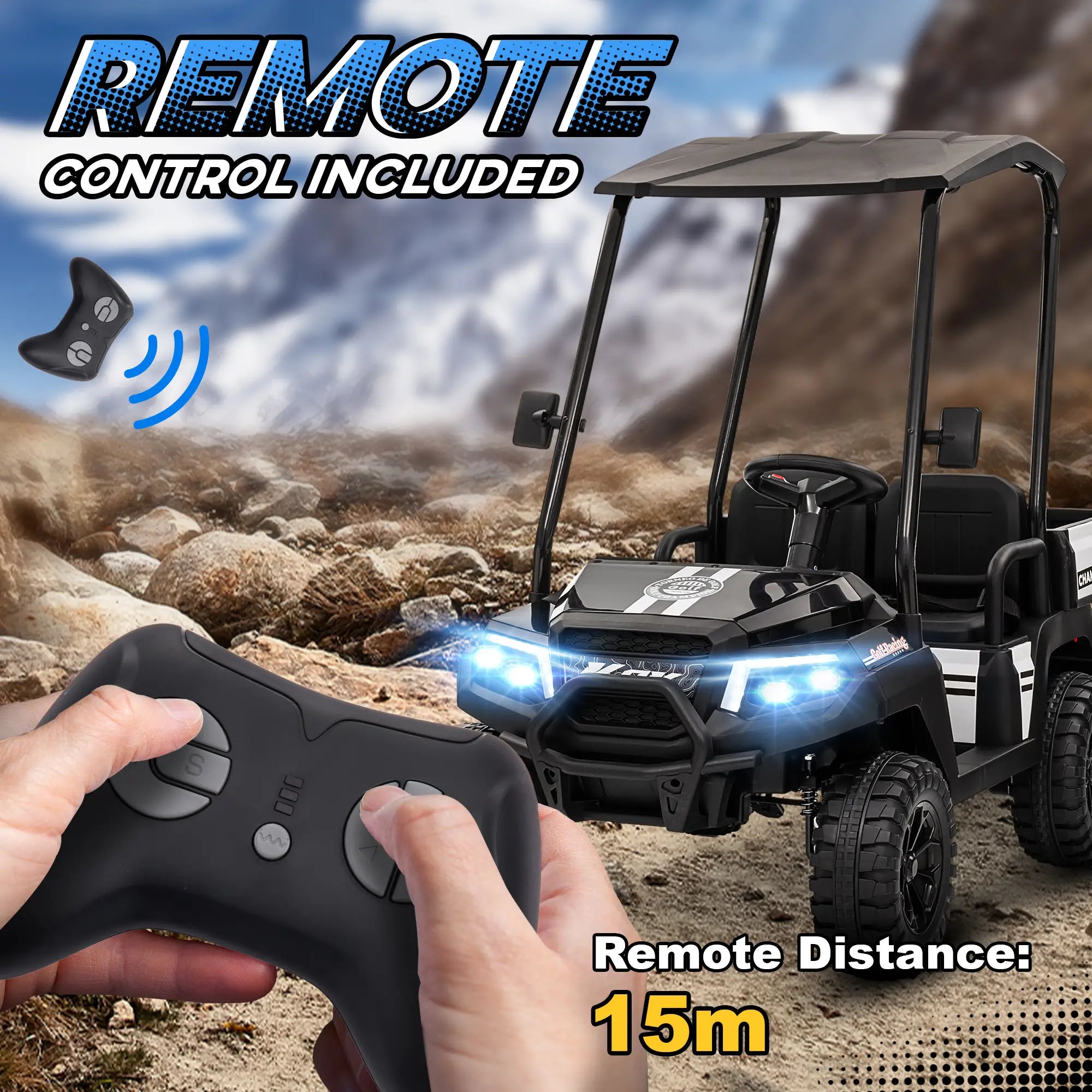 24V 2 Seater Kids Electric Car, Remote Control, 4 Wheels, Black Electric Toy Cars at Gallery Canada