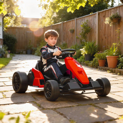 24V Electric Go Kart, Dual 150W Motors, Adjustable Seat, 11.2MPH, Red Electric Ride-On Toys at Gallery Canada