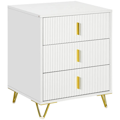 3-Drawer Storage Cabinet, Metal Legs, 19.7"x15.7"x24.8", White Storage Cabinets at Gallery Canada