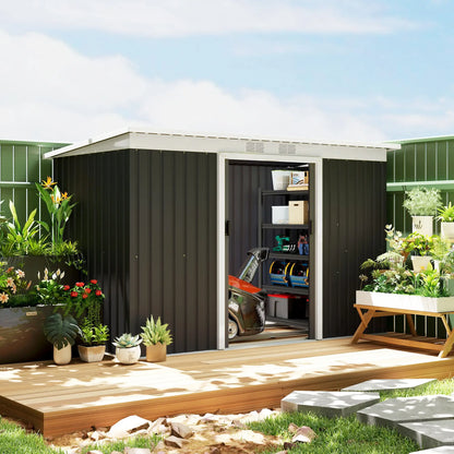 9x4 Outdoor Storage Shed, Galvanized Steel, Dark Grey Sheds at Gallery Canada