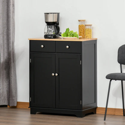 Sideboard Buffet Cabinet, 27" with Adjustable Shelf, 2 Drawers, 2 Doors, Black Kitchen Pantry Cabinets at Gallery Canada