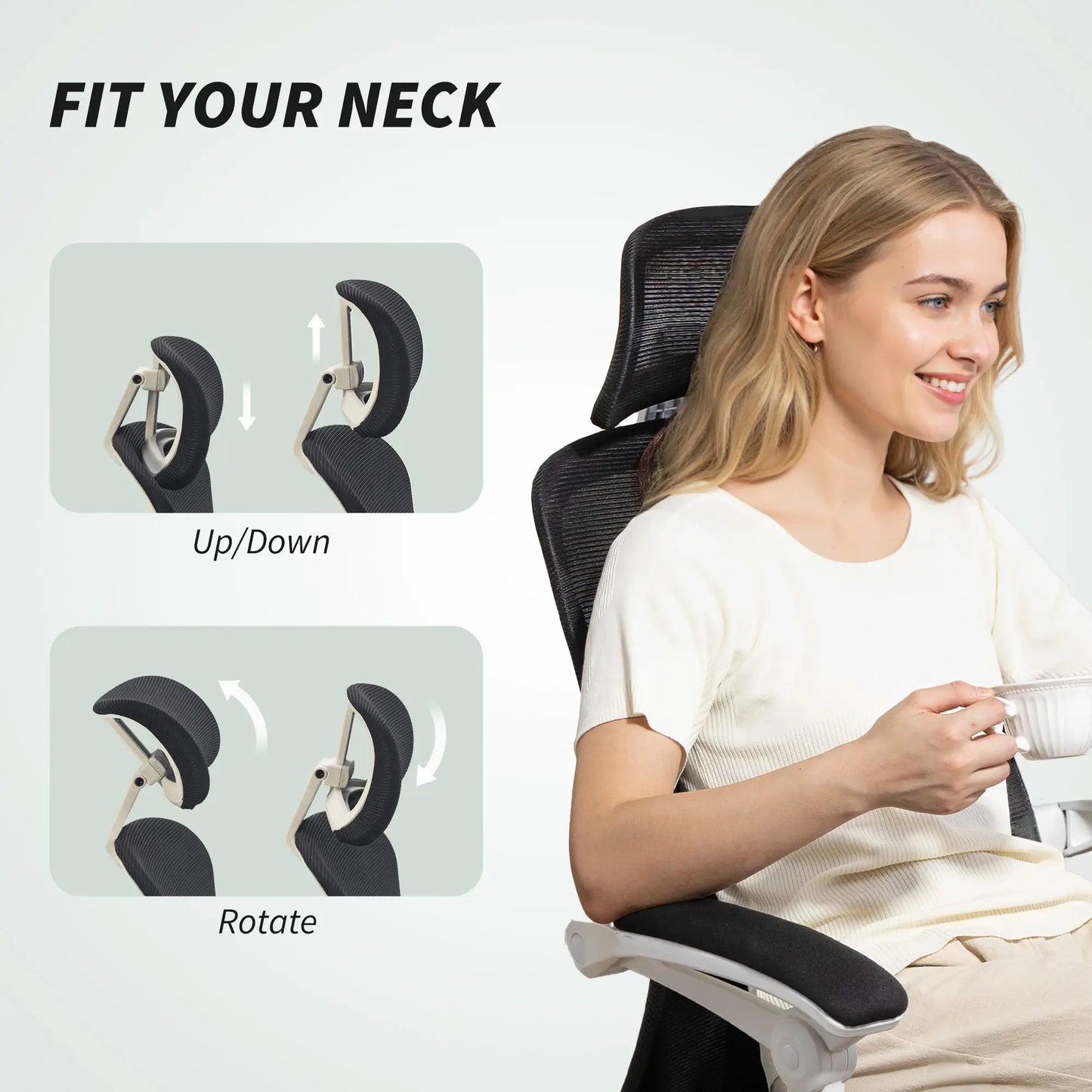 Ergonomic Office Chair, Mesh Reclining Desk Chair, Adjustable Lumbar Support, Headrest, Black Office Chairs at Gallery Canada