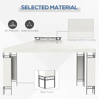 10' x 13' Gazebo, Double Roof Patio Canopy With Screen, White