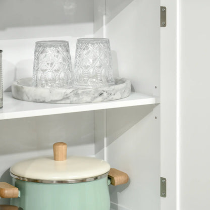 63" Small Buffet with Hutch, 4-Door Kitchen Pantry, Adjustable Shelf, White Kitchen Pantry Cabinets at Gallery Canada