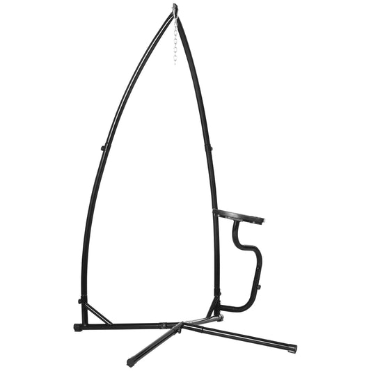 Hammock Chair Stand, Metal C-Stand with Tray, Indoor Outdoor, Black Hammock Stands Black at Gallery Canada
