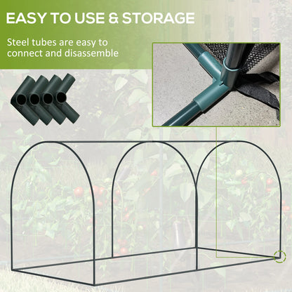8' x 4' Crop Cage, Plant Protection Tent, 2 Zippered Doors, 4 Stakes, Dark Green Walk In Greenhouses at Gallery Canada