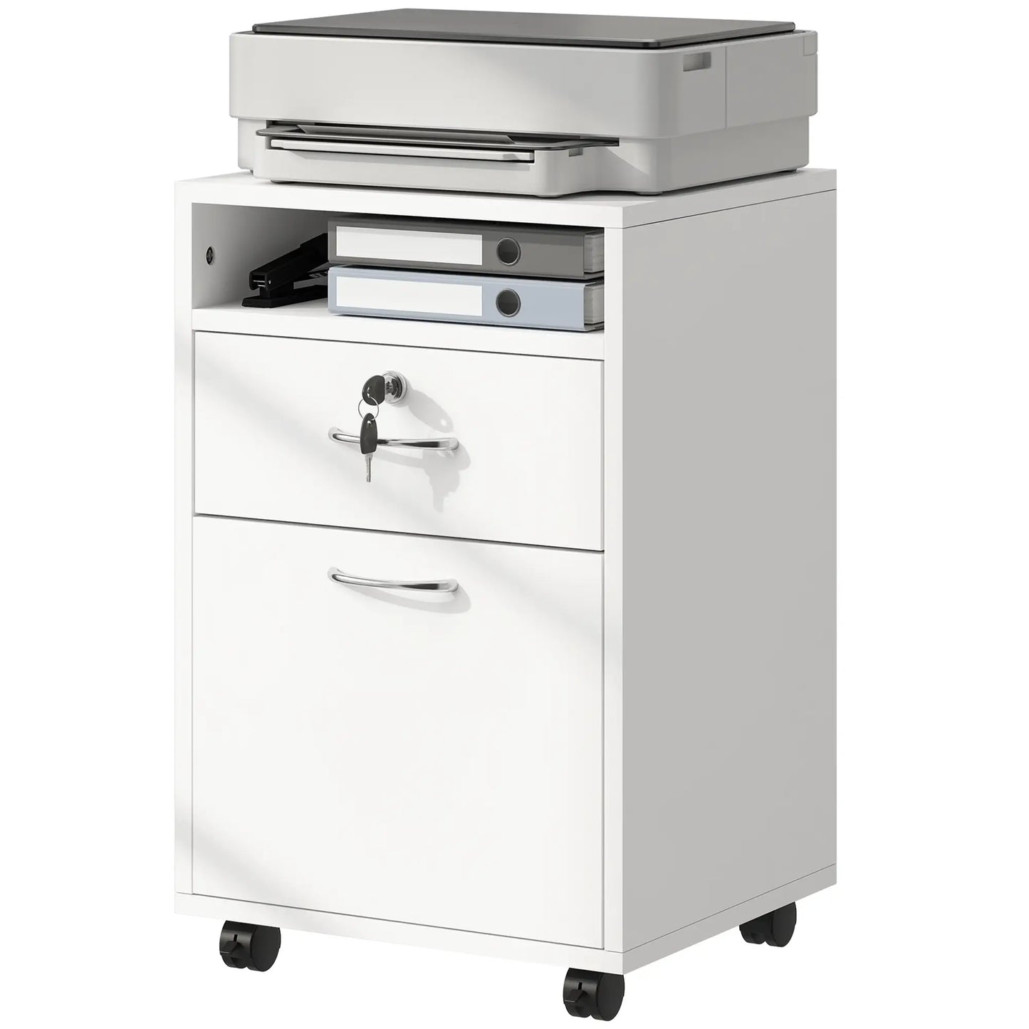 24" Vertical Filing Cabinet with Lock, Mobile, White Office Cabinets & Cupboards at Gallery Canada