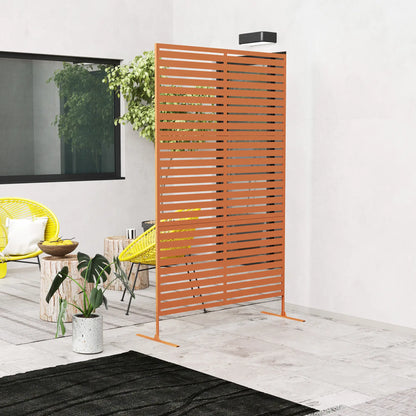 Decorative Outdoor Privacy Panel, Freestanding Metal Divider, Brown Side Awnings at Gallery Canada