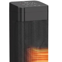 Chauffage électrique céramique 1500W, effet flamme, thermostat, oscillation, minuterie