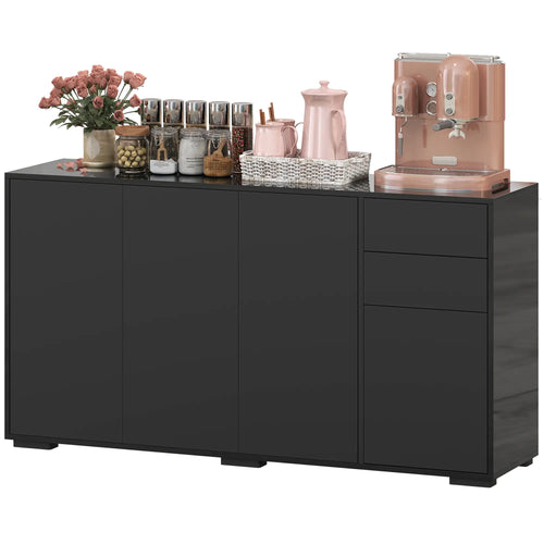 Kitchen Sideboard Storage Cabinet, Modern Coffee Bar, Black