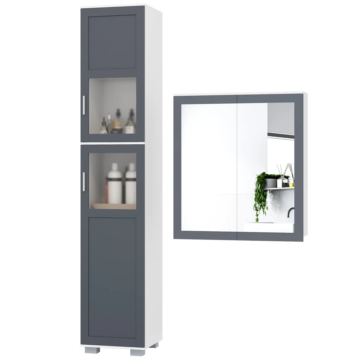 Wall Mounted Medicine Cabinet, Adjustable Shelves, White, Grey Bathroom Cabinets White, Dark Grey at Gallery Canada
