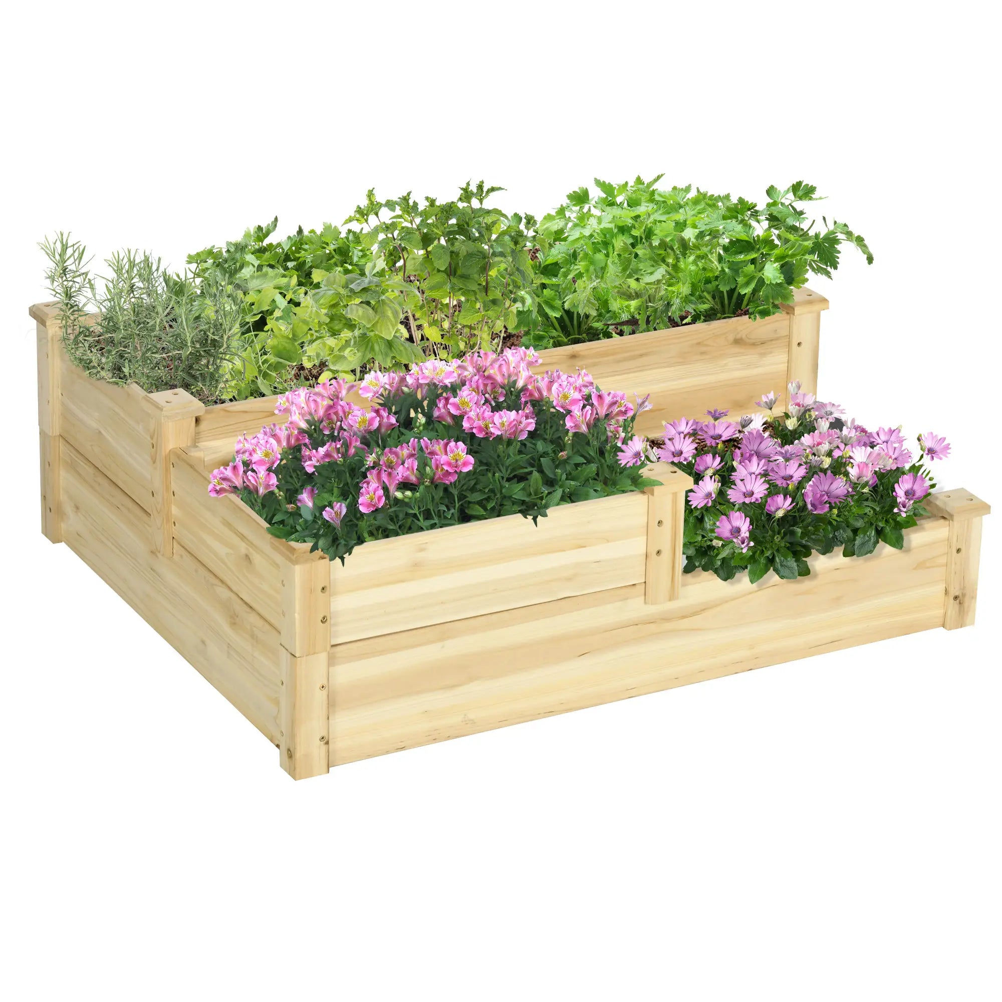 3 Tier Raised Garden Bed, Wooden Planter Box, 42.5