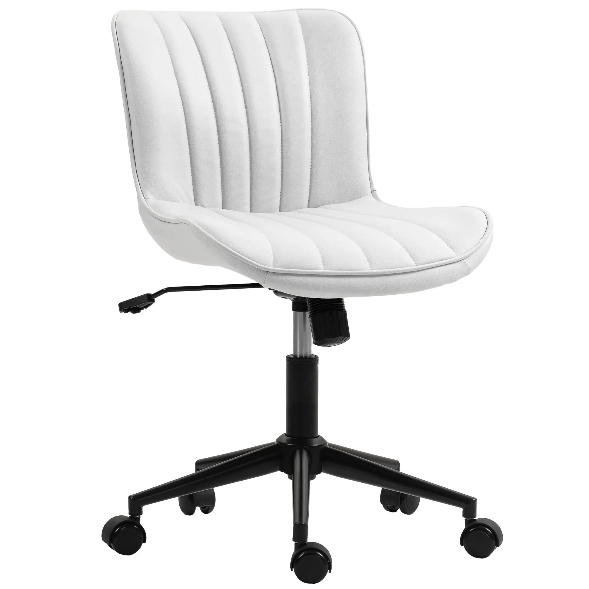 Armless Office Chair, 360° Swivel, Adjustable Height, Cream White Task Chairs at Gallery Canada